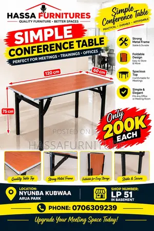 Foldable Conference Table Wooden