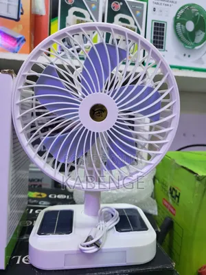YX 757 Rechargeable Solar Desk Fan With Dual Solar Panels & LED Ligh