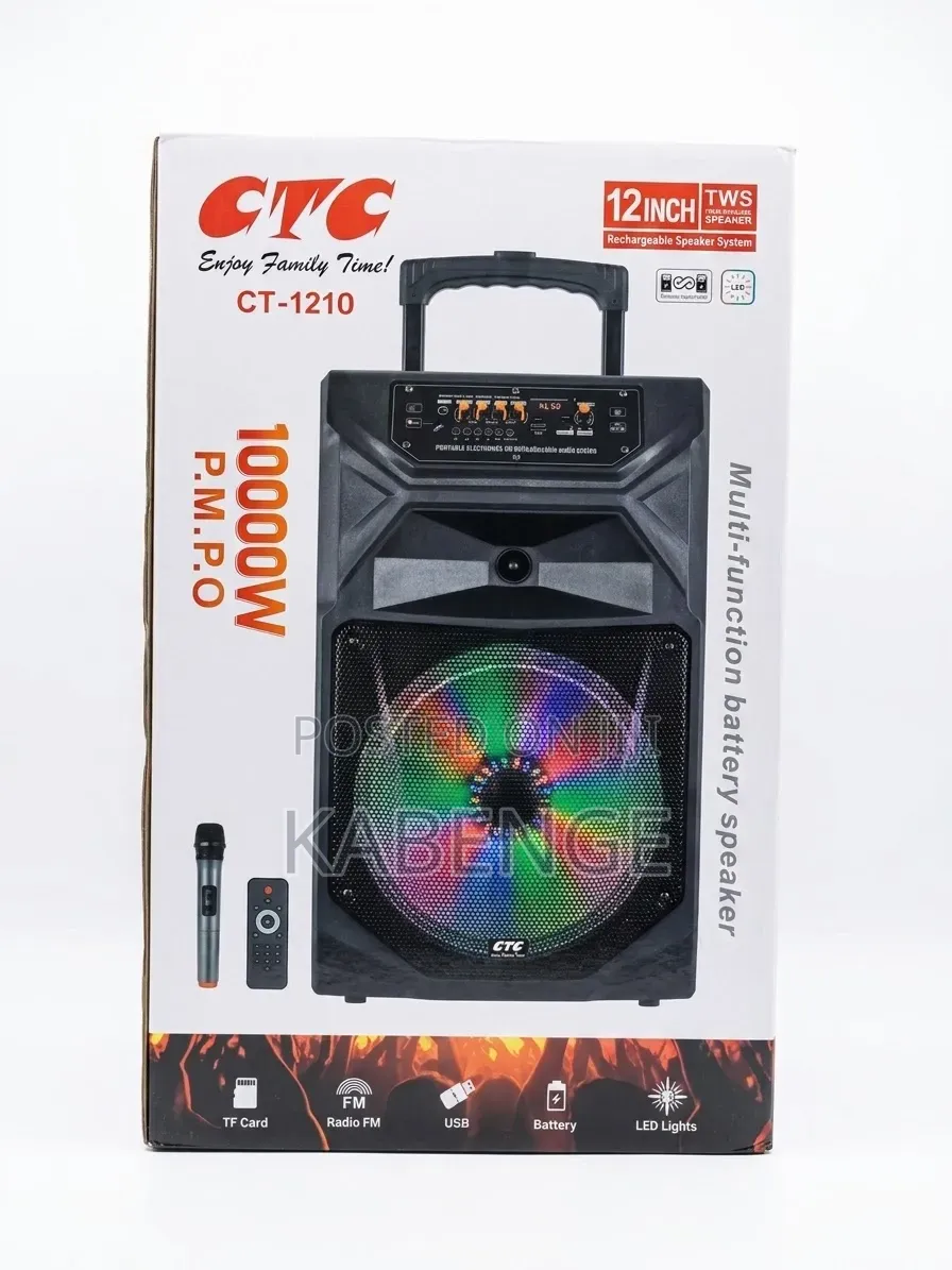 CTC CT-1210 12-Inch Portable Rechargeable Speaker With Microphone