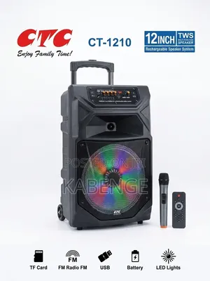 CTC CT-1210 12-Inch Portable Rechargeable Speaker With Microphone