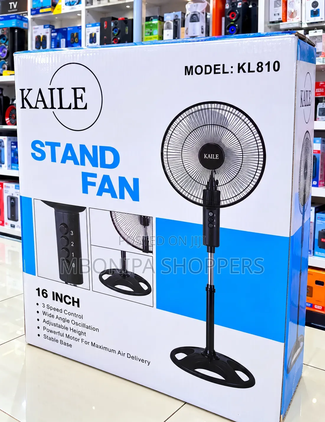 KAILE KL810 16-Inch Stand Fan – Powerful & Adjustable