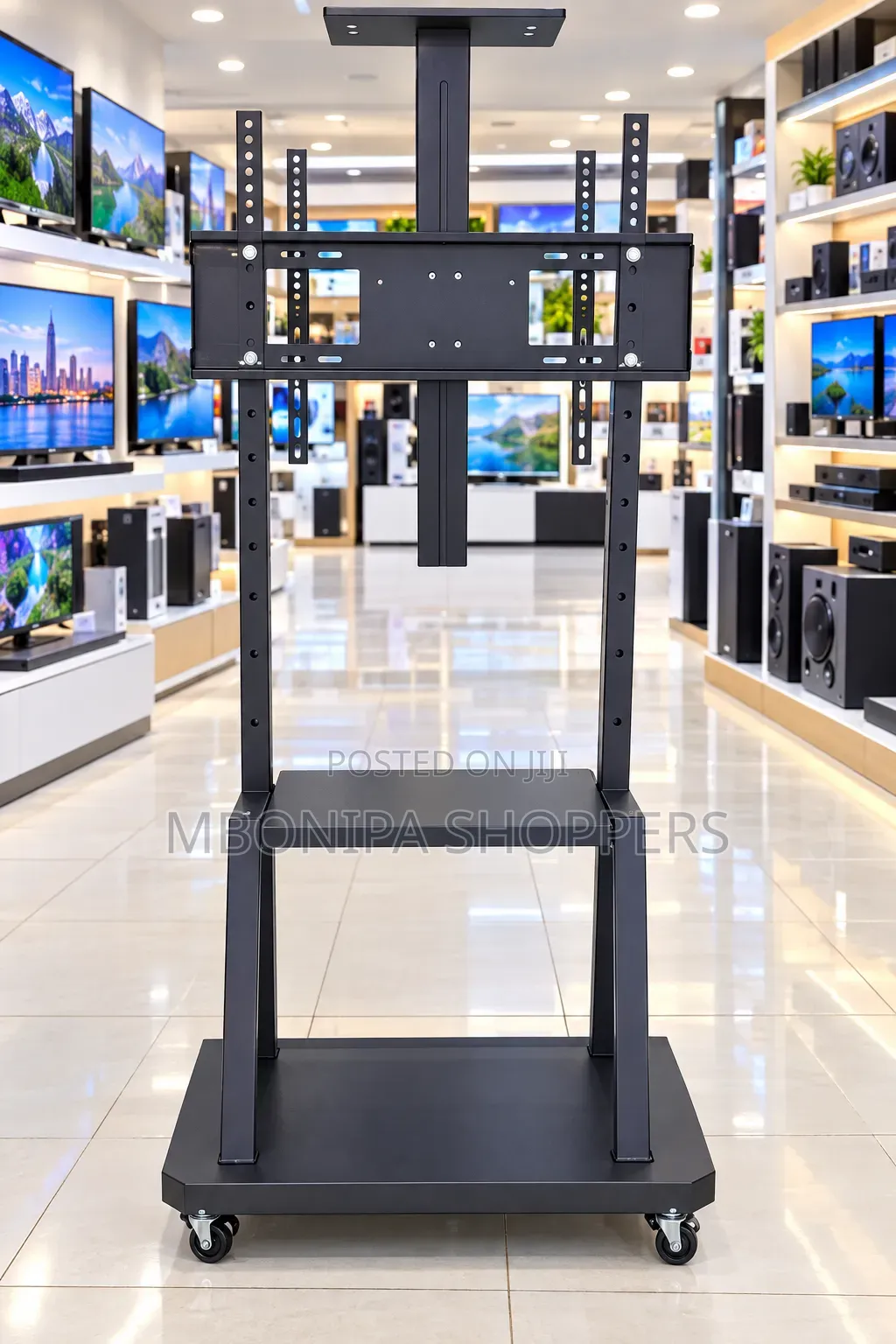 Heavy-Duty Mobile TV Stand With Adjustable TV Mount & Wheels