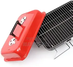 Portable Red-and-Black Briefcase-Style Charcoal Barbecue Grill