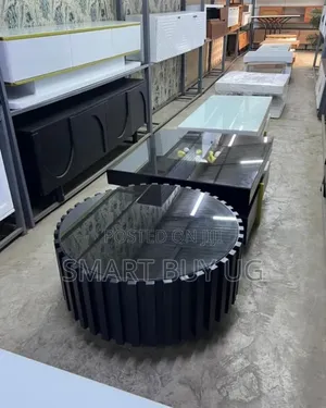 Brand New Round Coffee Table - Black Glass Table- Kampala