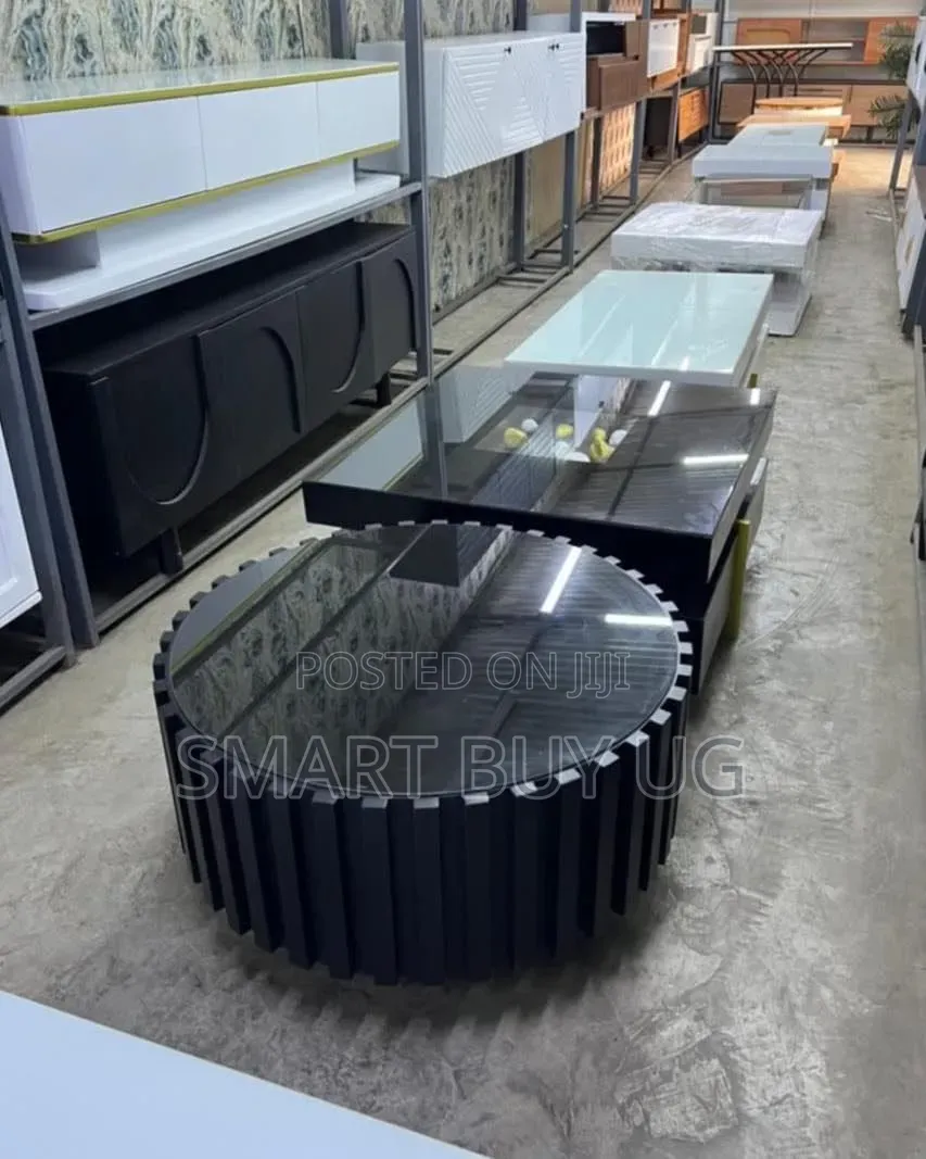 Brand New Round Coffee Table - Black Glass Table- Kampala