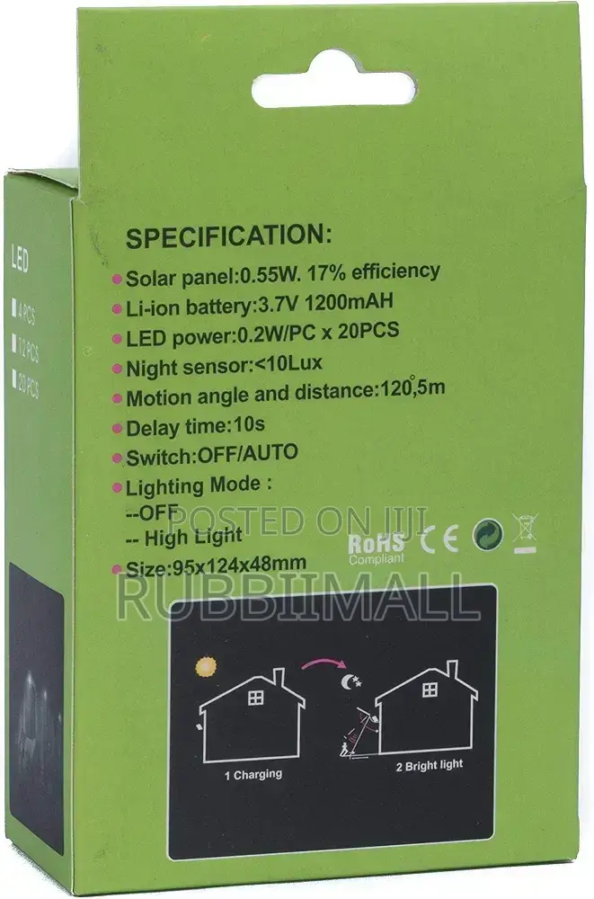 Solar Powered LED Wall Light