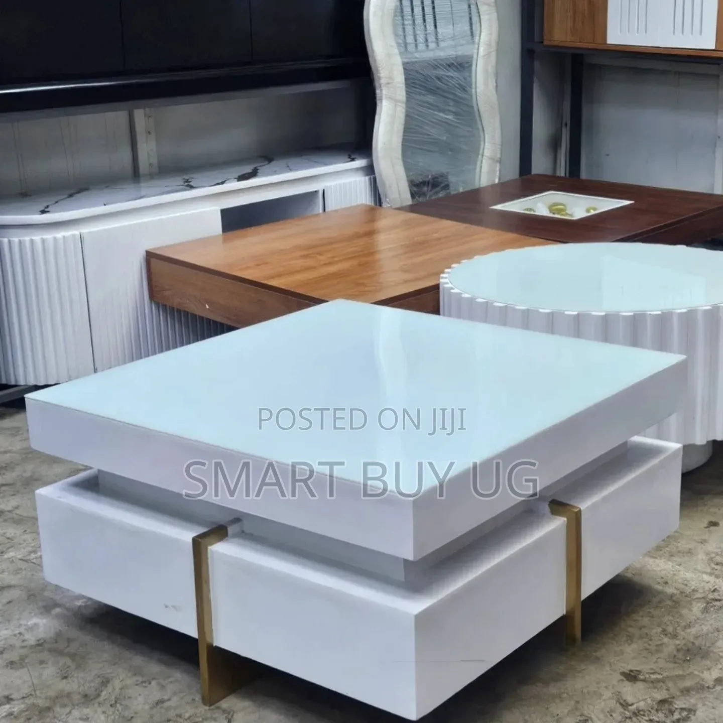 Brand New Glass Coffee Table - White - 80cm - Kampala