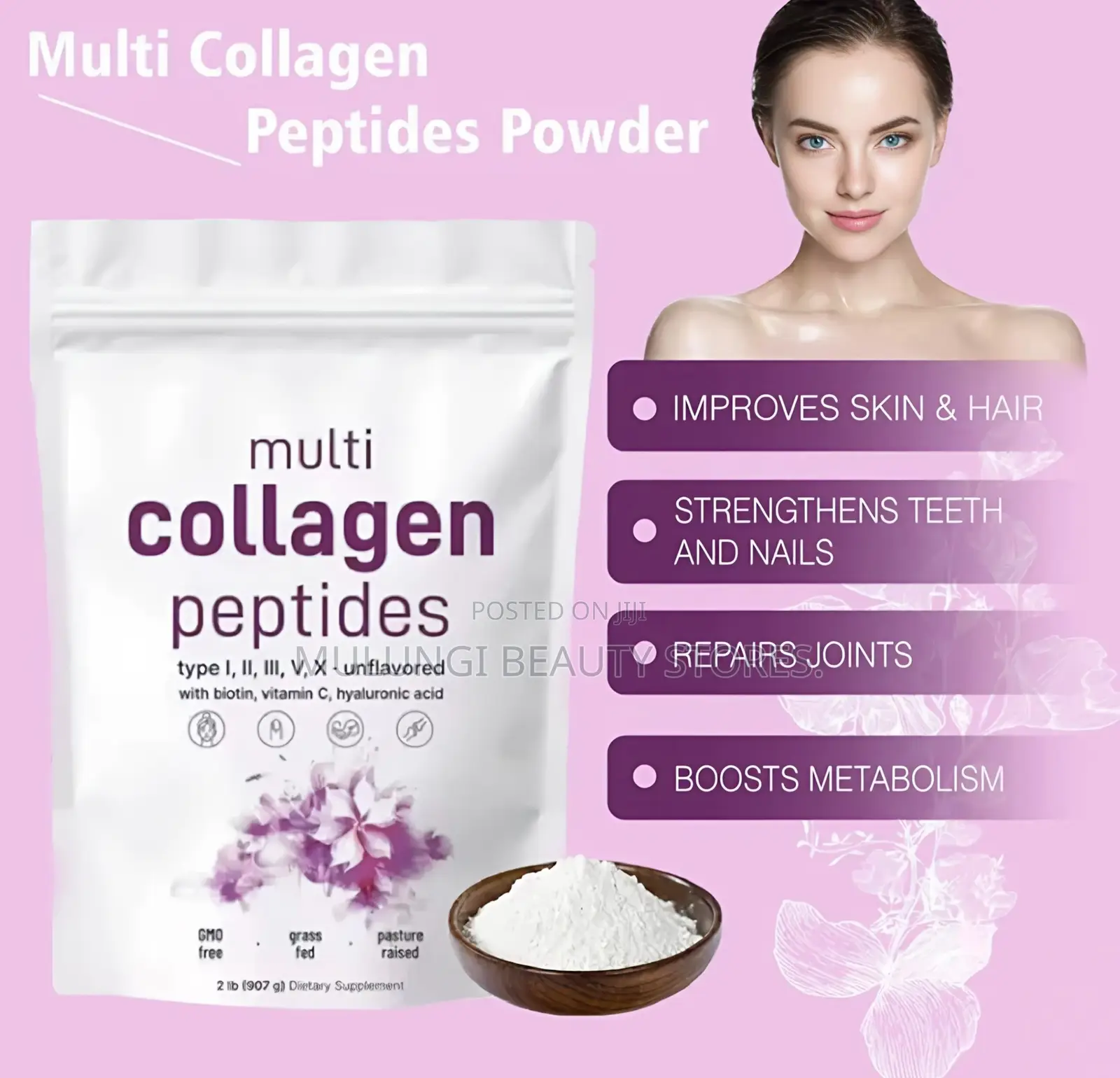 Micro Ingredients Multi Collagen Peptides Powder, I, II, III, V, & X.