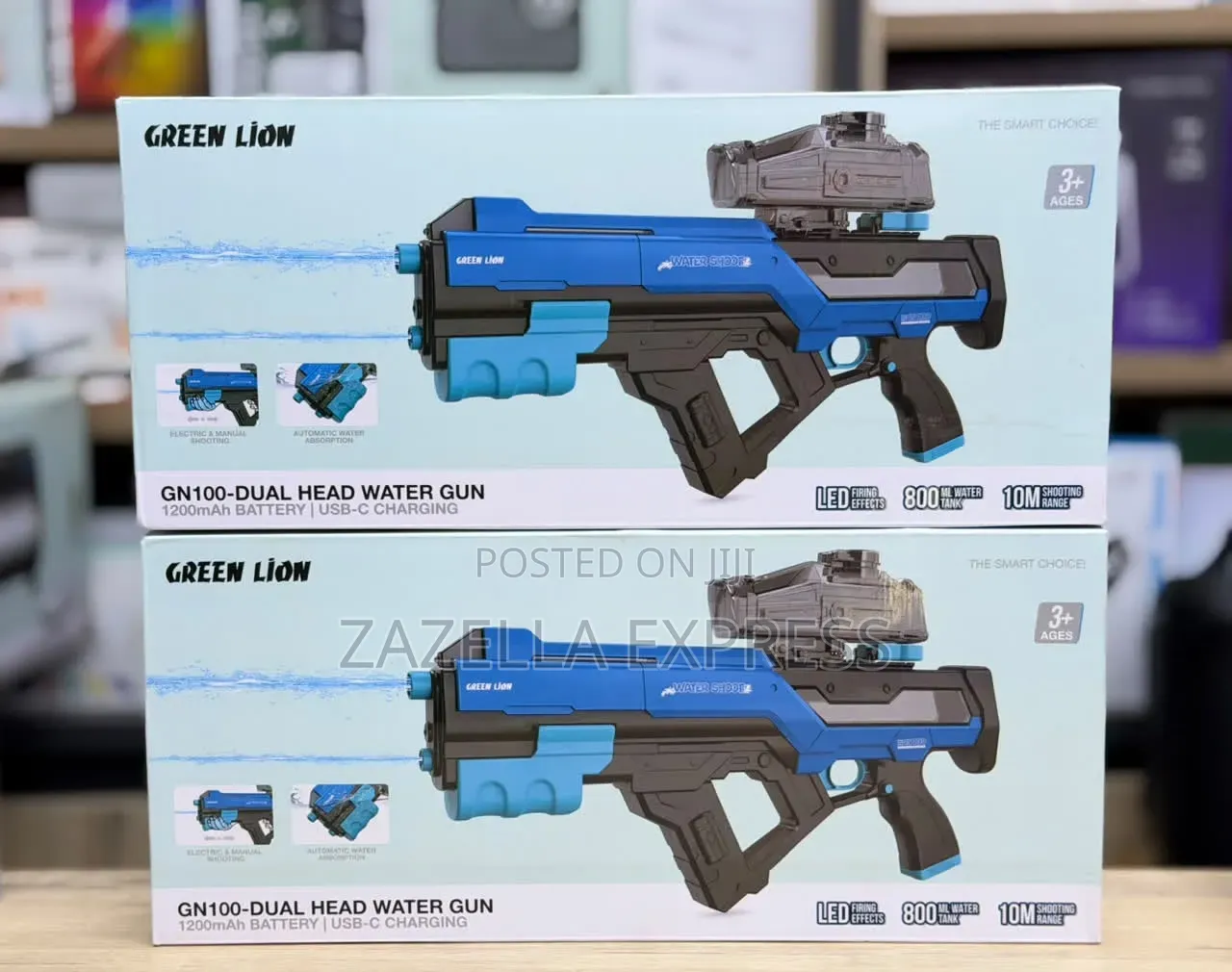 Green Lion GN100 Dual Head Water Gun With 1200mah Battery & USB-C