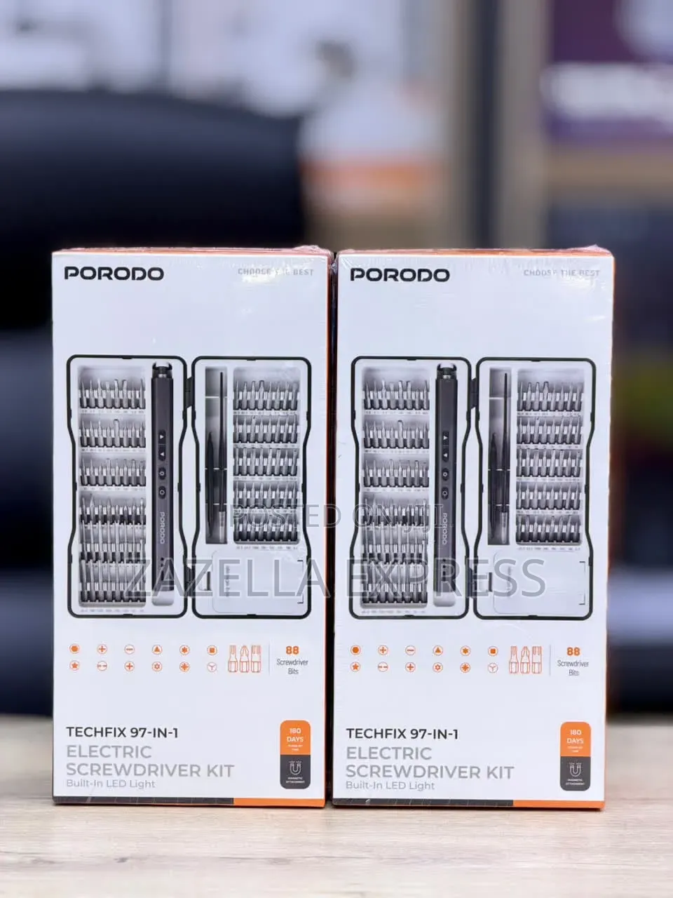 Porodo Techfix 97in1 Electric Screwdriver Kit, 3×Built-in LED Light