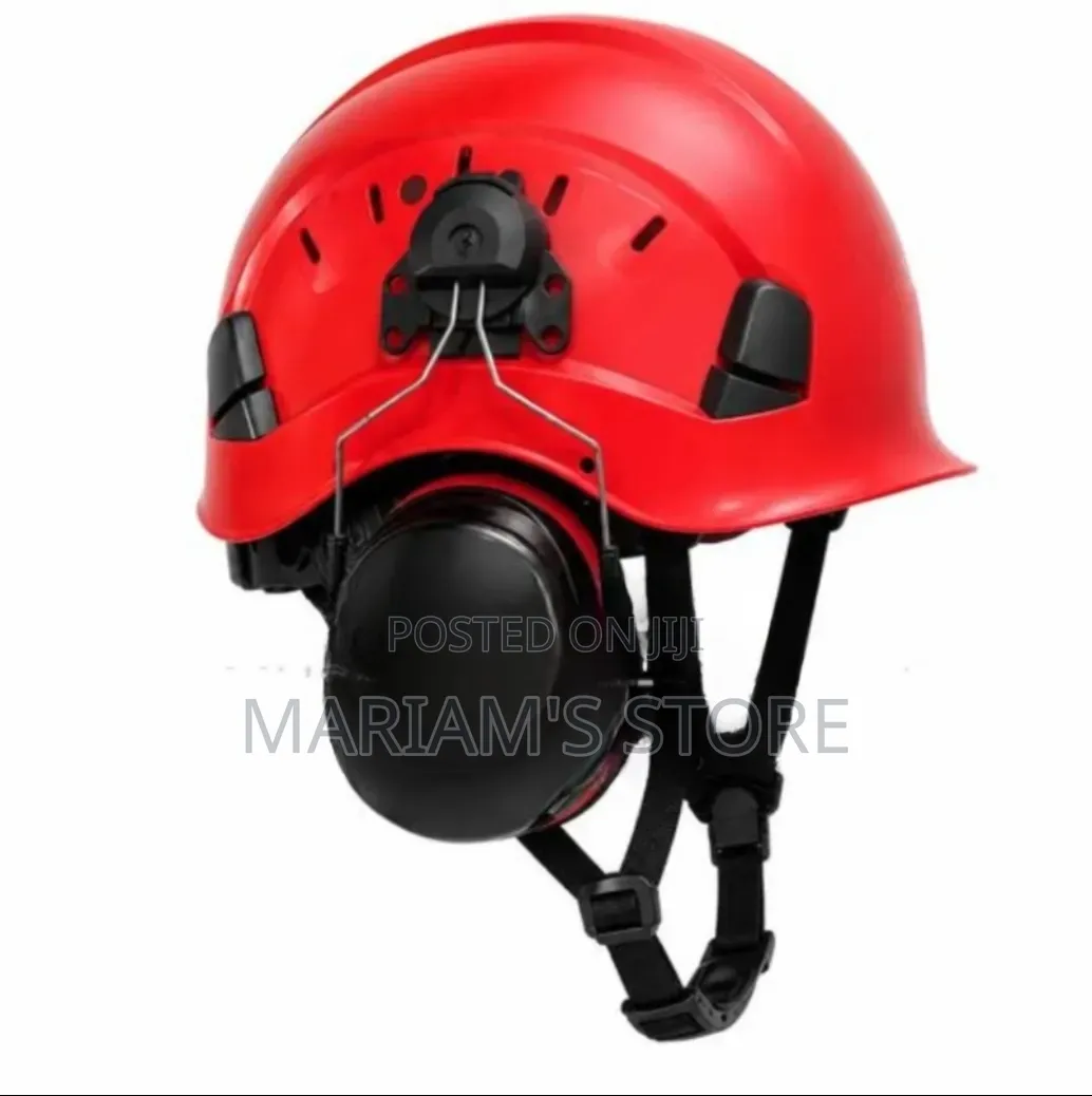 Industrial Safety Helmet With Attached Earmuffs