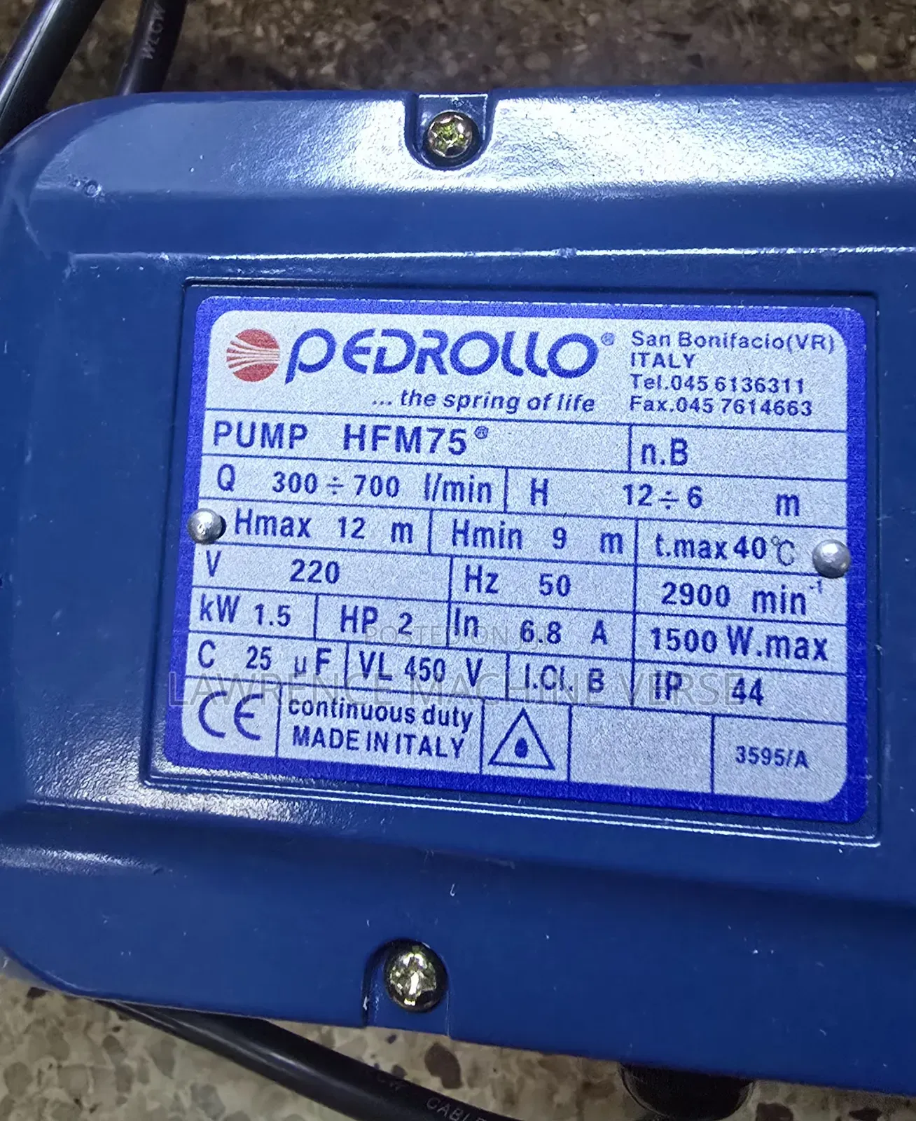Surface Pump 2HP Pedrolla 1.5Kw