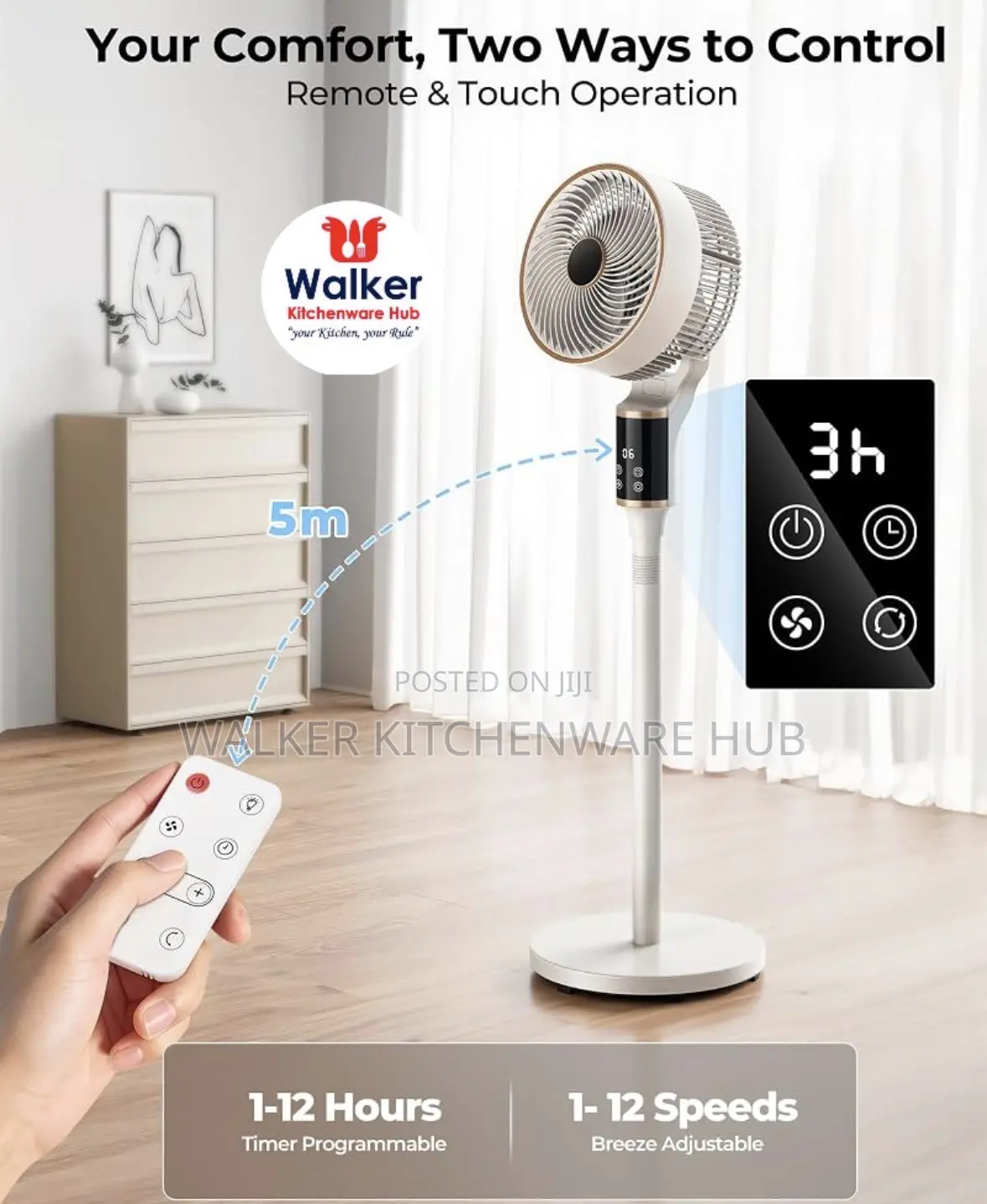 3D Oscillation 360 Pedestal Fan With Remote 