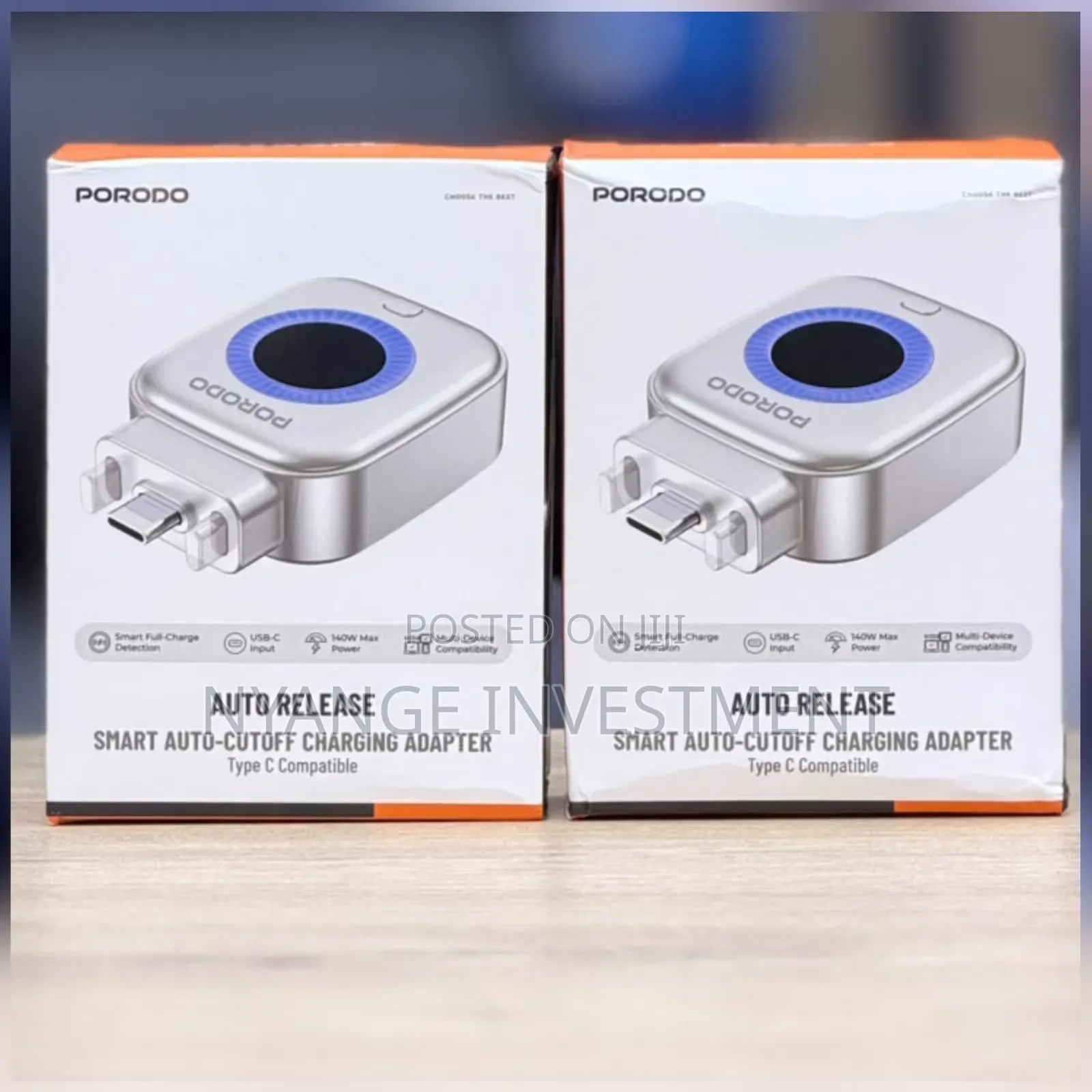 Porodo Auto Release Smart Auto Cutoff Charging Adapter,