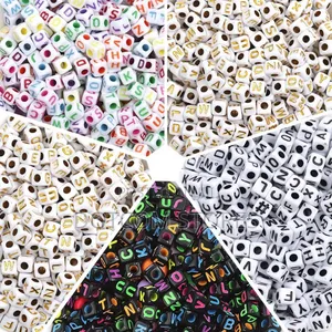 1pack of 6mm Cube Acrylic Alphabet Beads