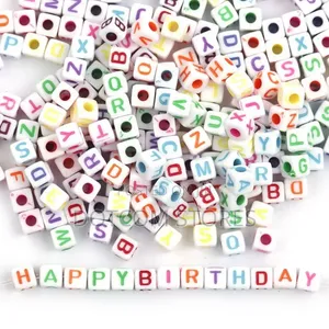 1pack of 6mm Cube Acrylic Alphabet Beads