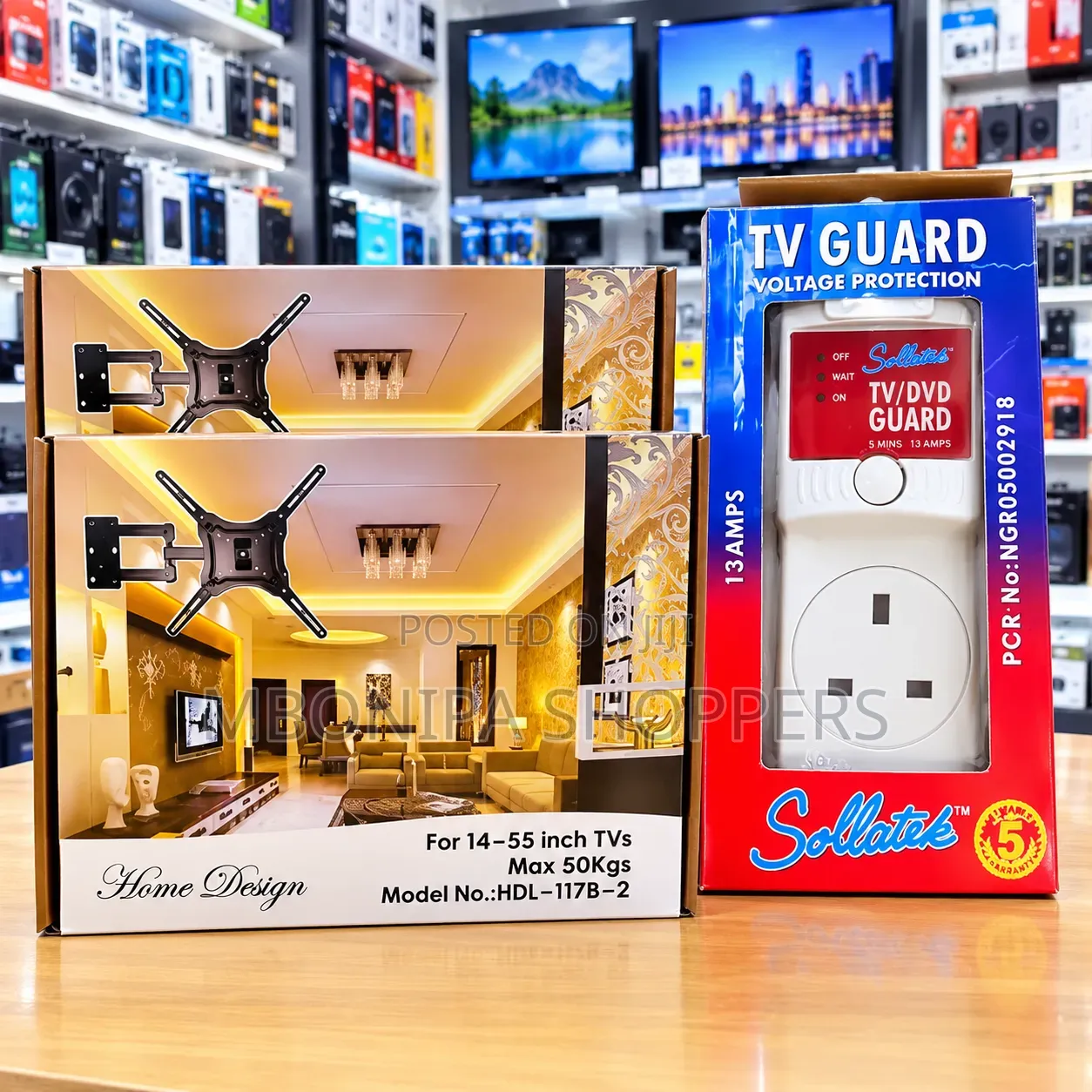 2in1 Combo TV Wall Mount Bracket & Sollatek TV Guard Voltage Protector
