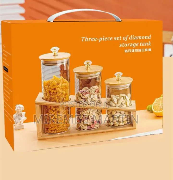 3-Piece Set of Transparent Borosilicate Glass Storage Jars