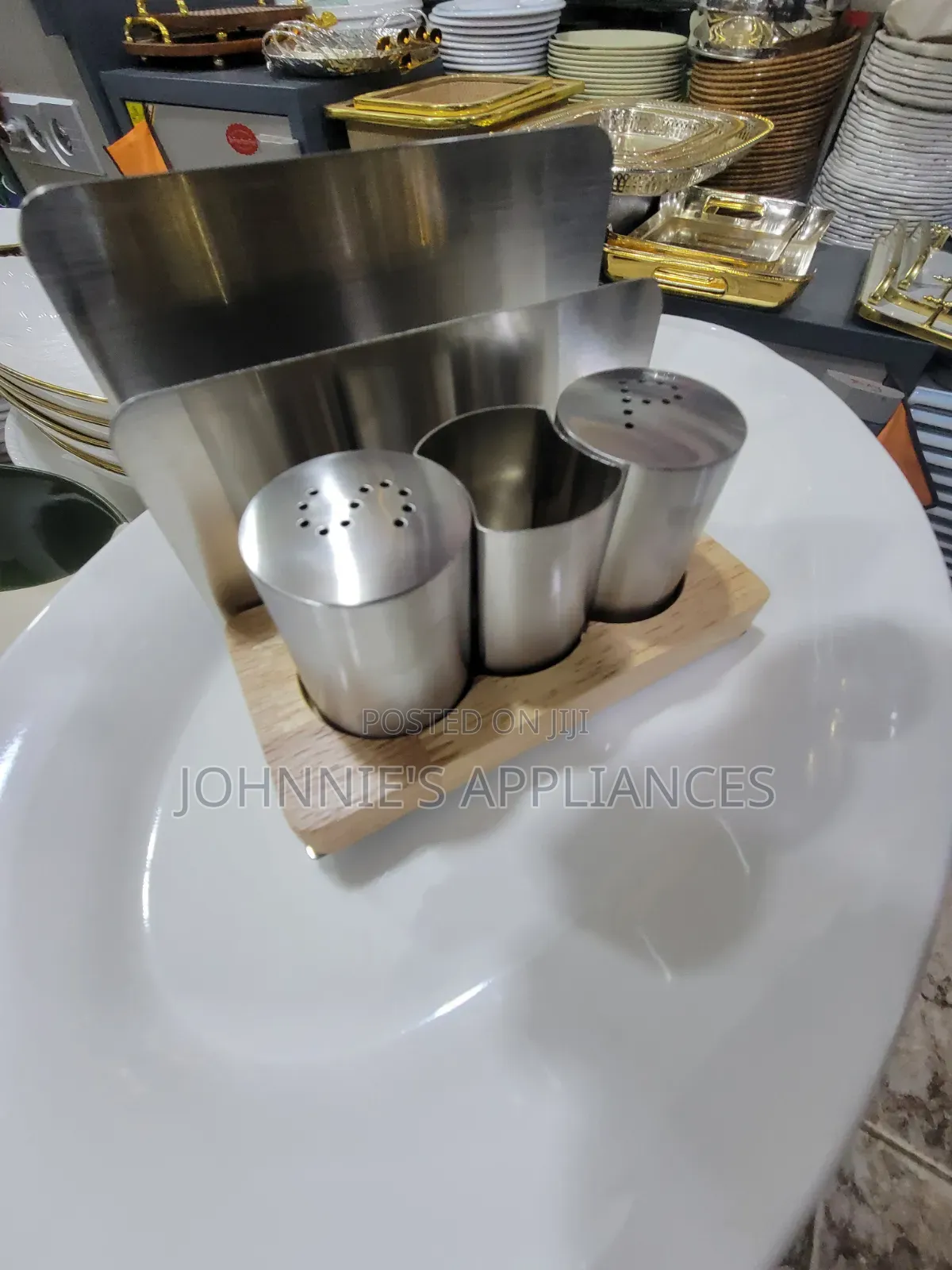 Stainless Steel Restaurant Table Condiment & Napkin Holder Set
