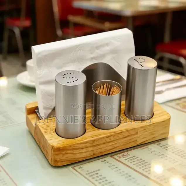 Stainless Steel Restaurant Table Condiment & Napkin Holder Set