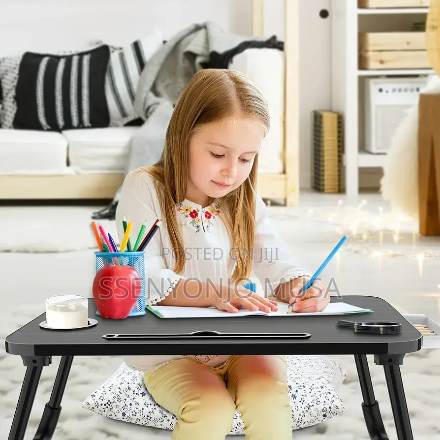 Foldable Laptop Bed Tray Table With Storage & Cup Holder