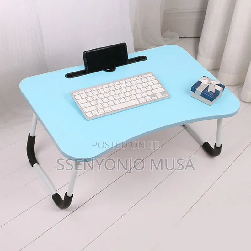 Foldable Laptop Bed Tray Table With Storage & Cup Holder