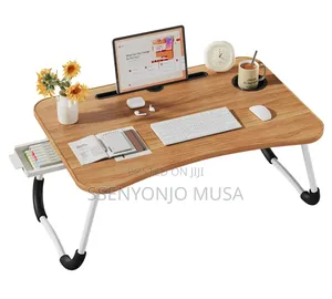 Foldable Laptop Bed Tray Table With Storage & Cup Holder