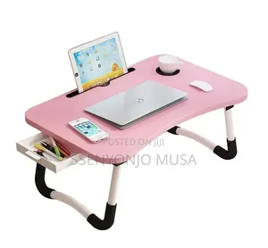 Foldable Laptop Bed Tray Table With Storage & Cup Holder
