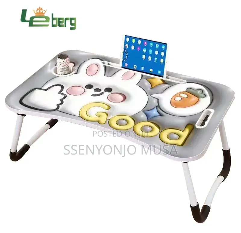 Foldable Laptop Bed Tray Table With Storage & Cup Holder