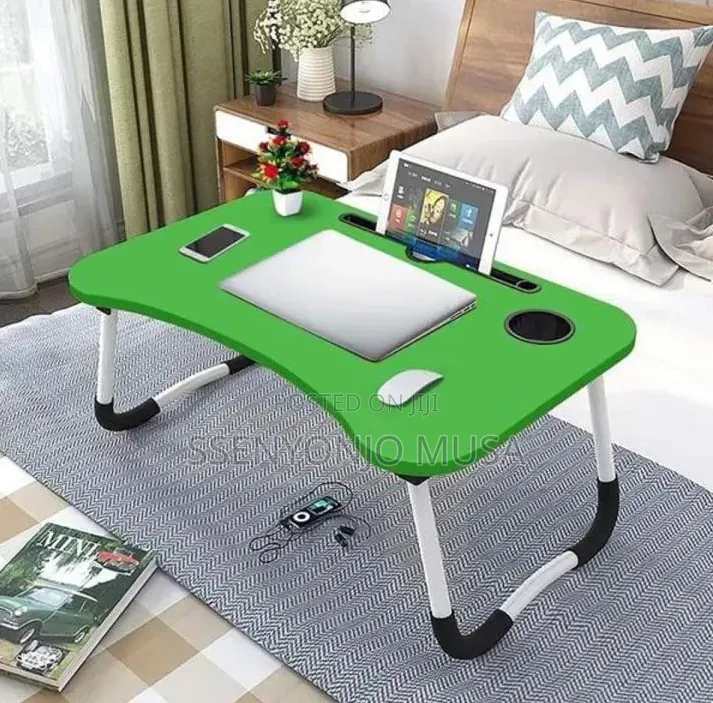 Foldable Laptop Bed Tray Table With Storage & Cup Holder