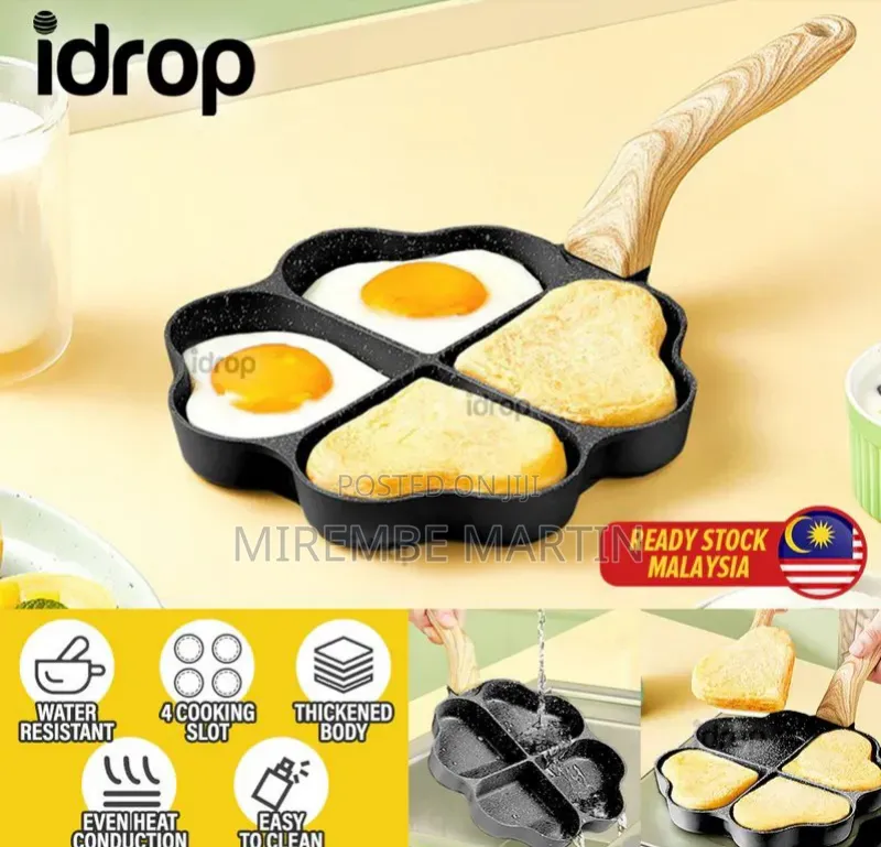 Black 4-Cup Heart-Shaped Nonstick Frying Pan