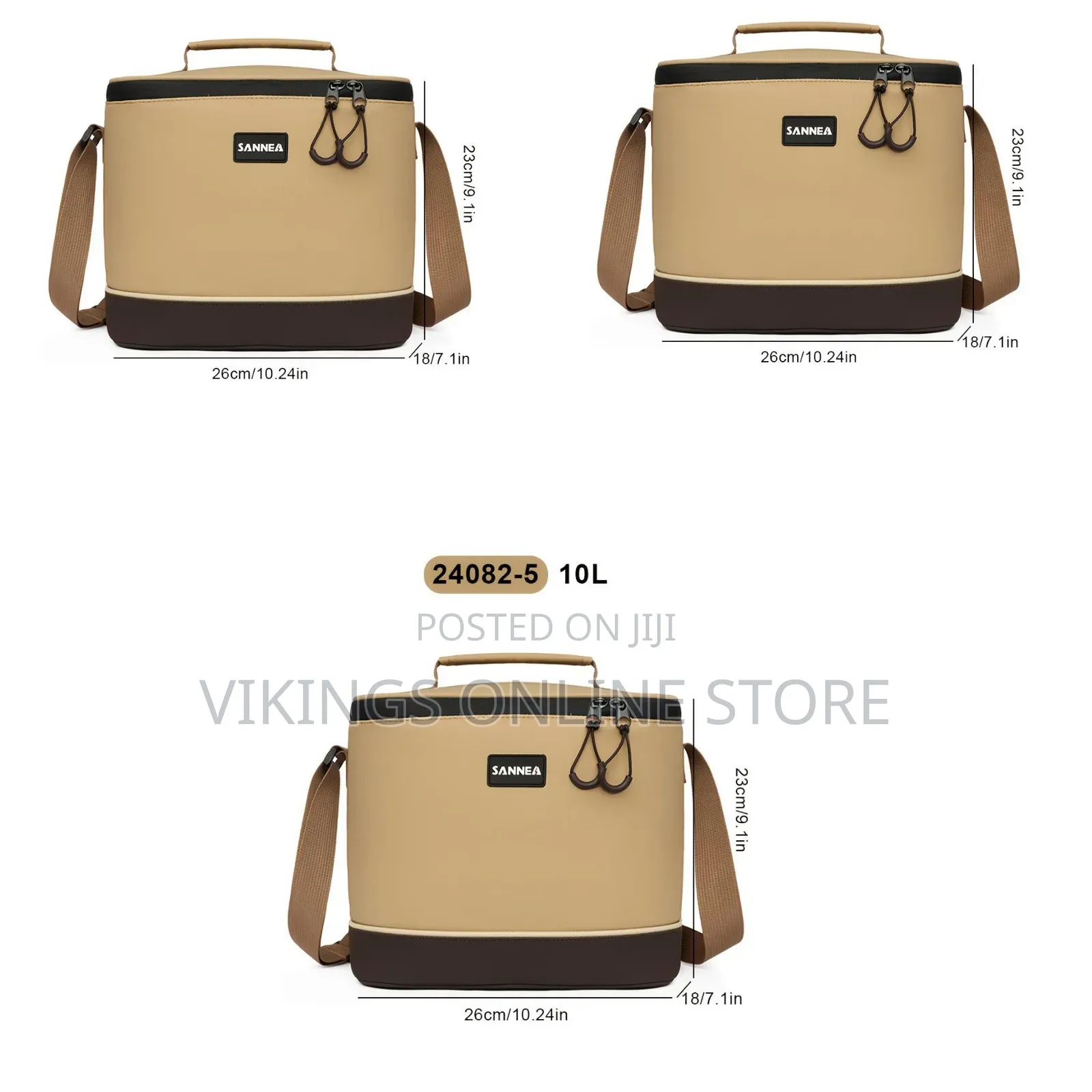Insulated Cooler Bag, a Two-Tone Khaki and Dark Brown