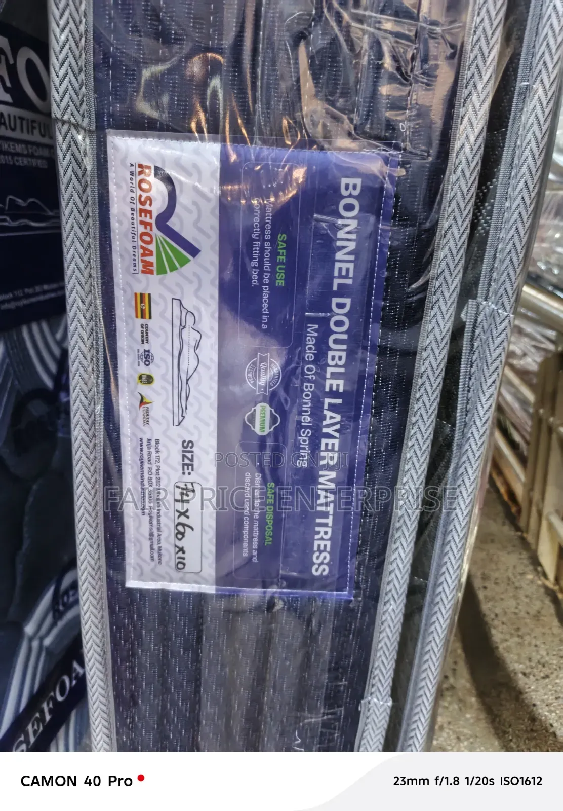 6*6*10 Inches Spring Mattresses. Bonnel Double Layer ( Rosefoam)