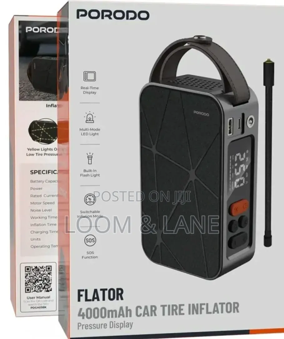 Porodo Flator 4000mAh Portable Car Tire Inflator