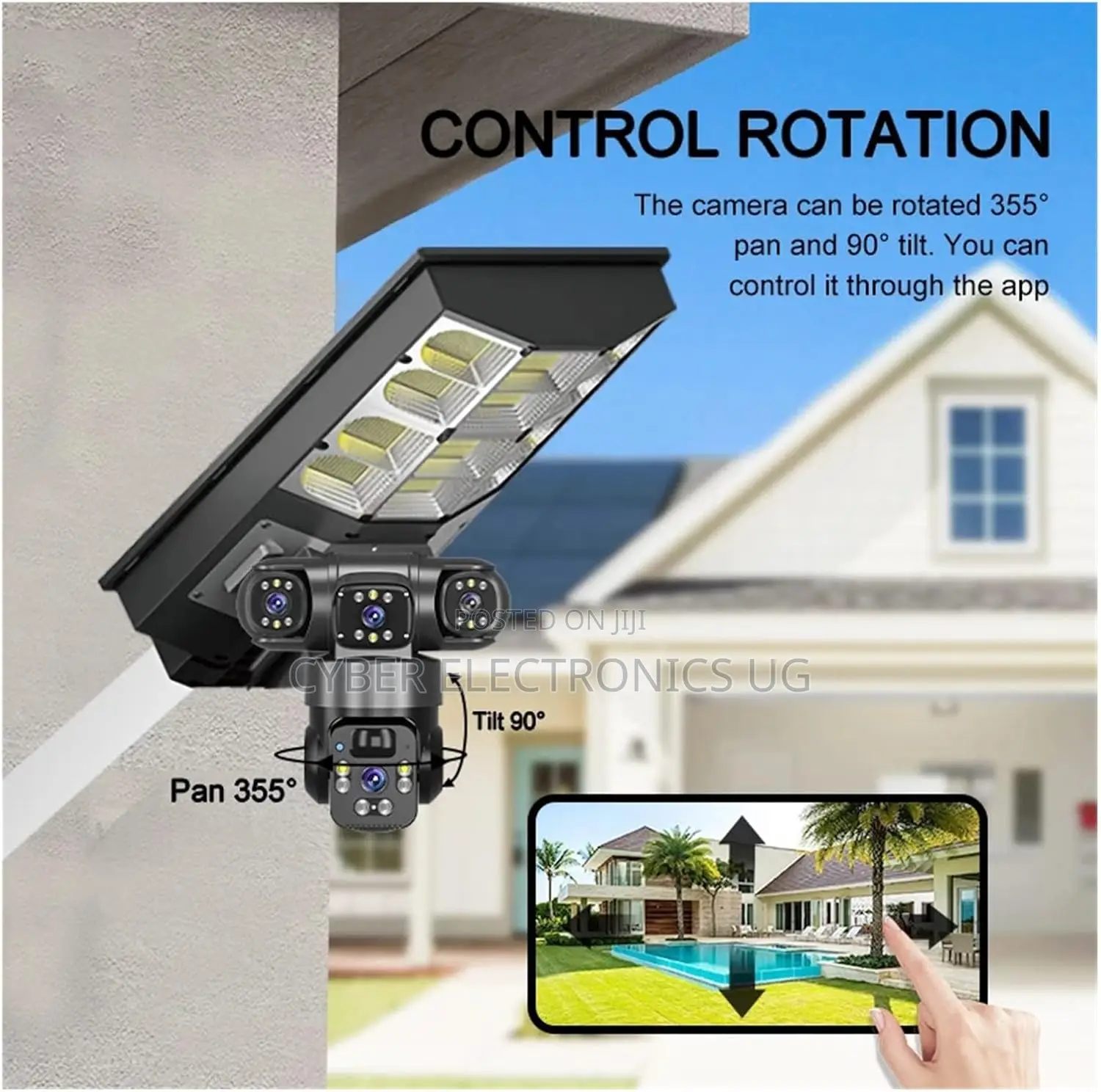 V380 Pro 12MP Multi Lens 4G Solar Street Light PTZ Camera