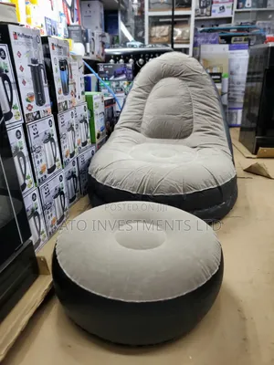 2-in-1 Inflatable Air Sofa Chair in Gray and Black