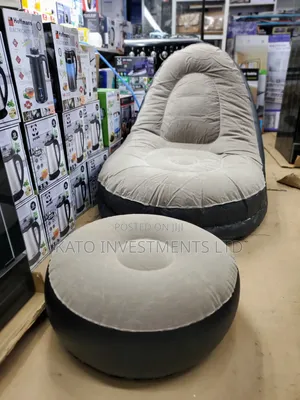 2-in-1 Inflatable Air Sofa Chair in Gray and Black