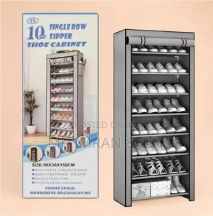10-Layer Single-Row Vertical Fabric Shoe Cabinet