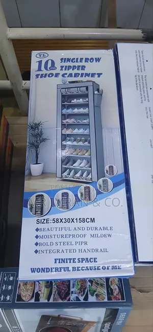 10-Layer Single-Row Vertical Fabric Shoe Cabinet