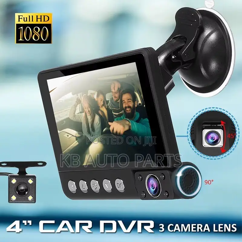 3cameras 4inch Car Dash Cam 1080p Recorder With Night Vision