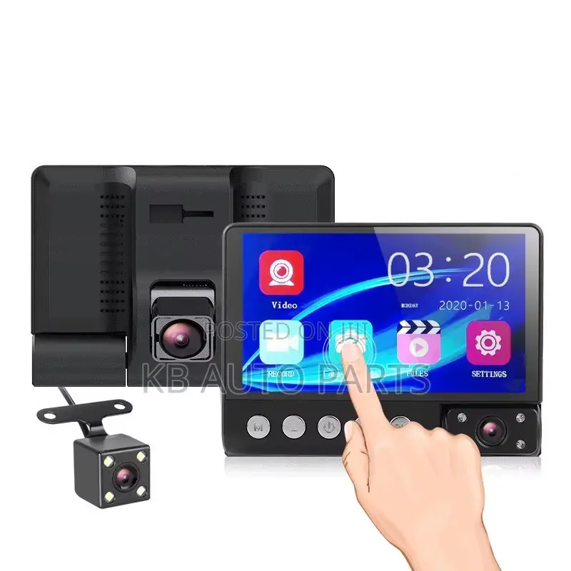 3cameras 4inch Car Dash Cam 1080p Recorder With Night Vision