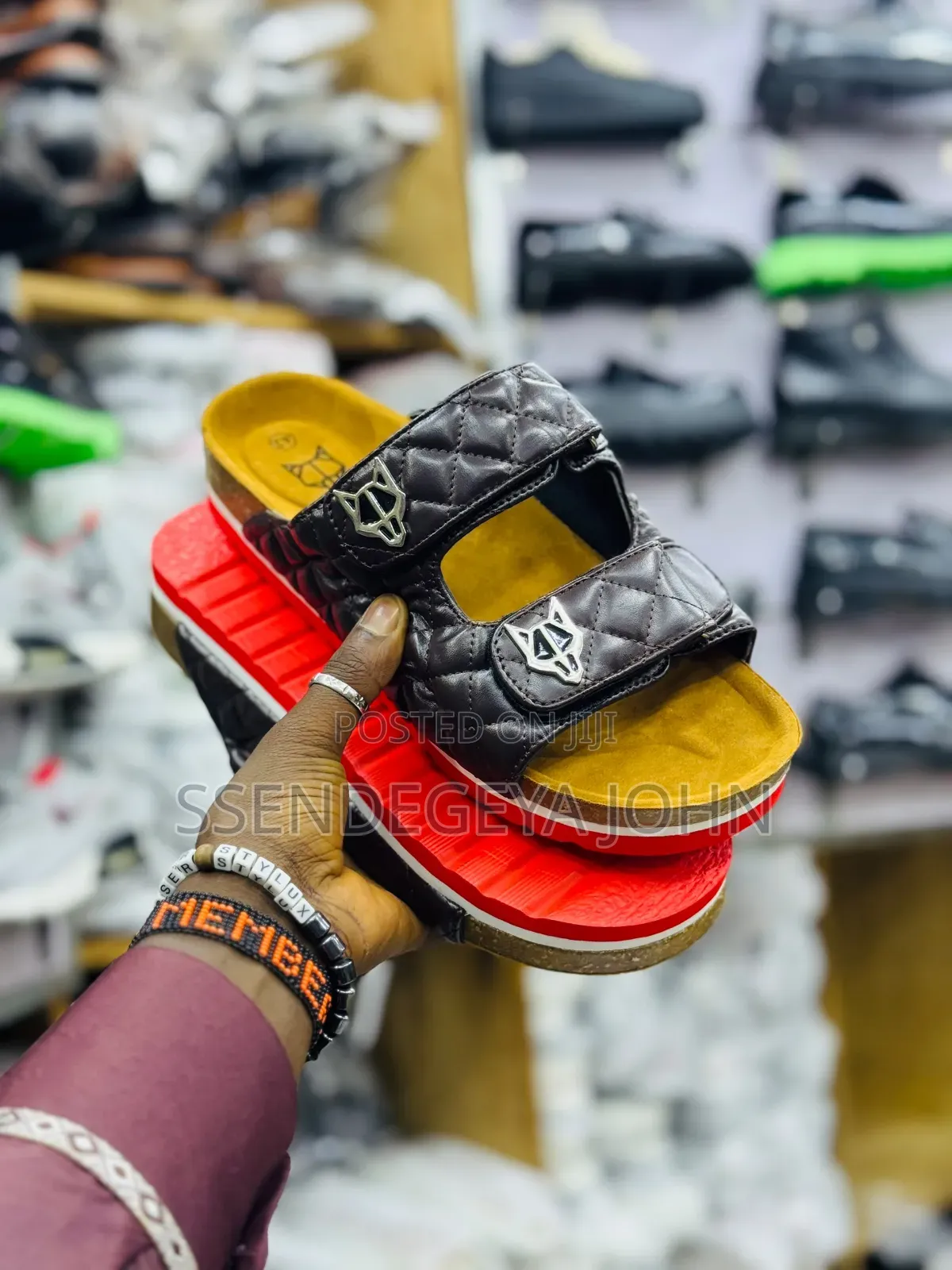 Quilted Double-Strap Platform Sandals
