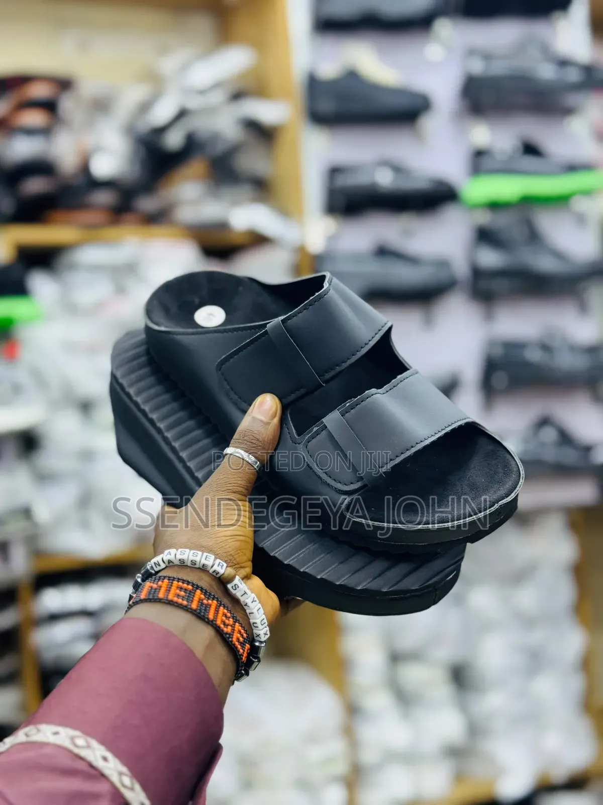 Double-Strap Platform Slide Sandals