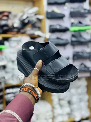 Double-Strap Platform Slide Sandals