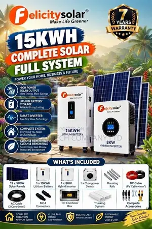 15kWh Lithium Solar System 8kW Hybrid Inverter 12×580W