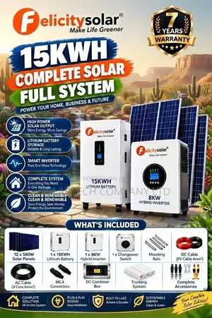 15kWh Lithium Solar System 8kW Hybrid Inverter 12×580W