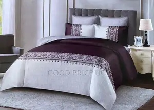 4-Piece Maroon and Grey Duvet Bedding Set