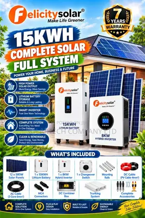 300Ah 15kWh Felicity Lithium Solar System & 8kW Inverter- Full System