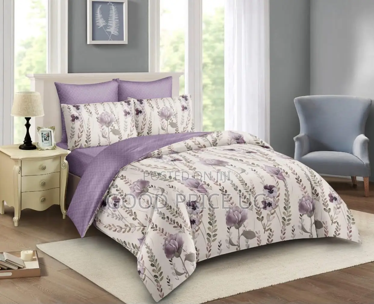 Elegant Purple Floral Comforter and Duvet Bedding Set