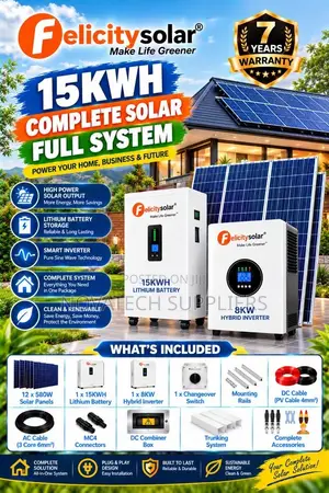 8kW Felicity Solar System 15kWh Battery 12×580W Panels All Accessories